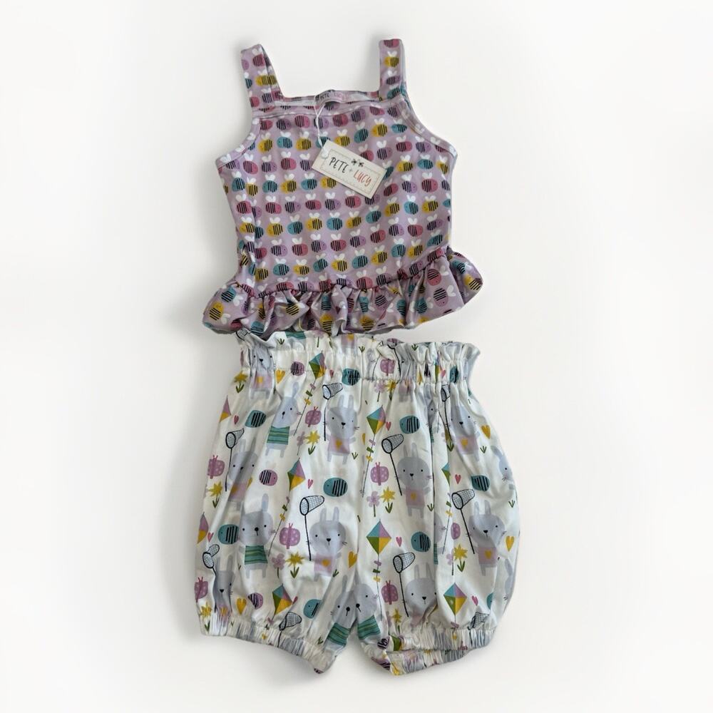 Pete & Lucy Bee Catcher Bunny Girls 4T Outfit Set NWT